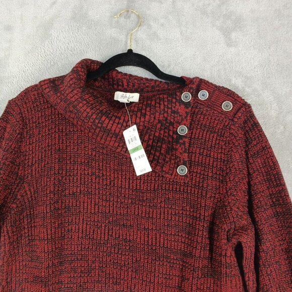NWT $49 Style&Co Fall Ribbed Sweater LARGE(12-14) Cowl Neck Pullover Burgundy - Picture 2 of 10